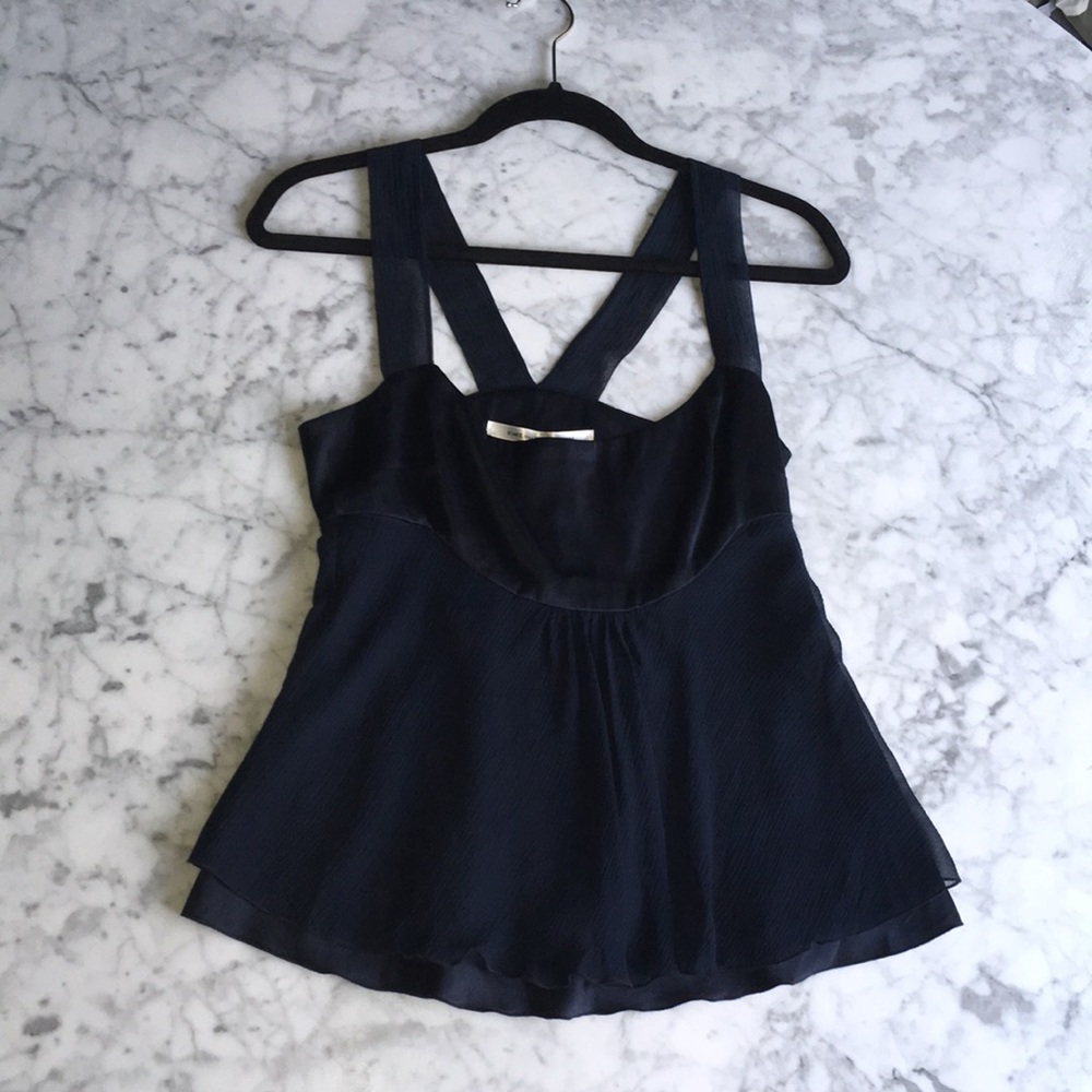 Stunning DVF midnight blue top with racer back